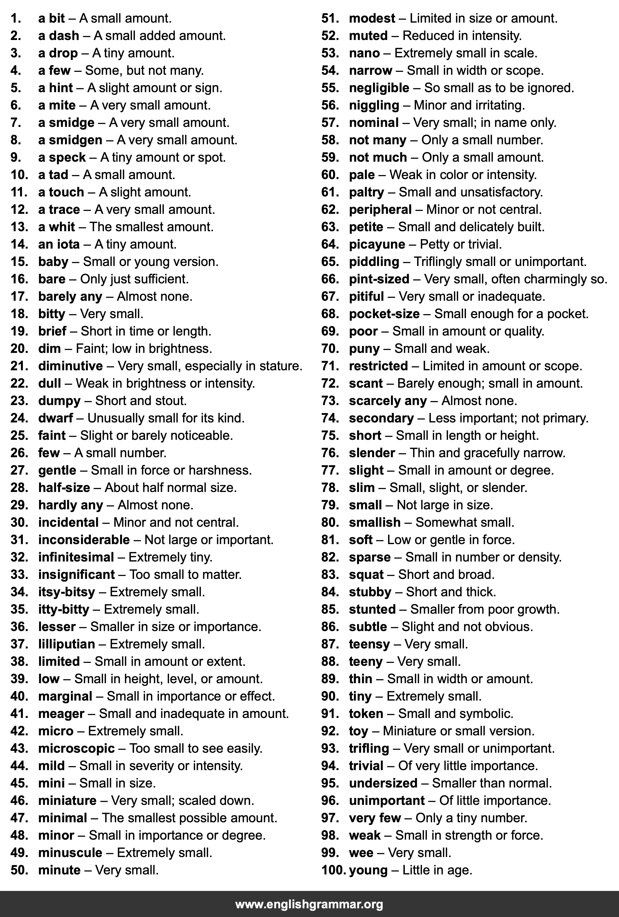 Best Synonyms for Little