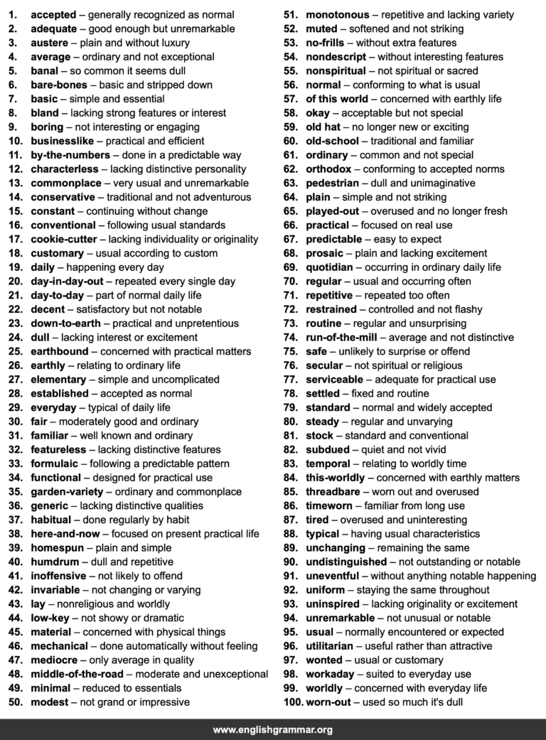 100 Best Synonyms for “Mundane”