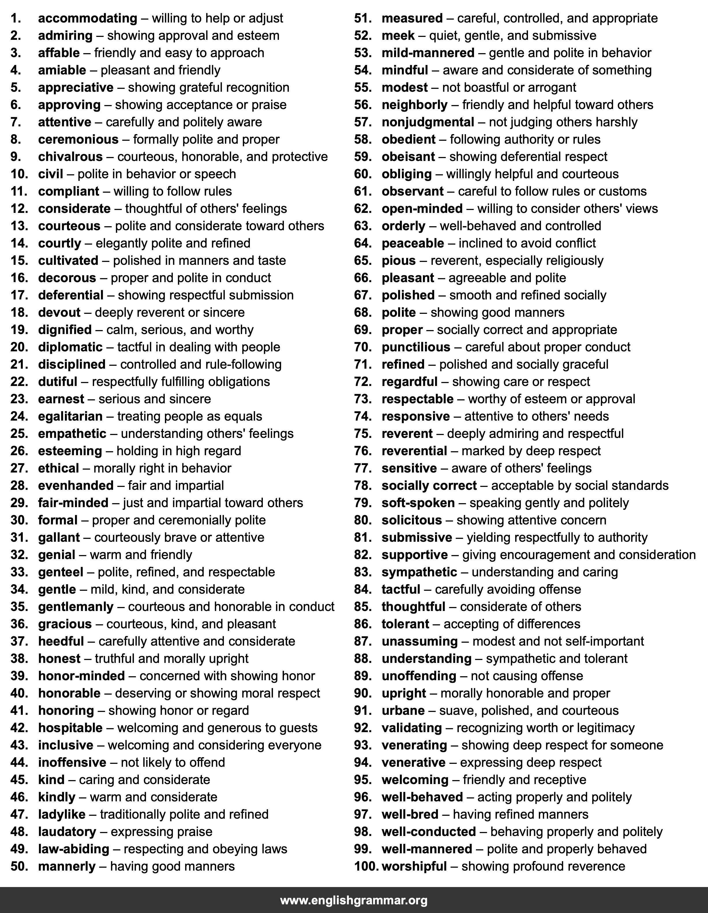 - using namespace lms Images High Quality Grahic 100 Best Synonyms for “Respectful”