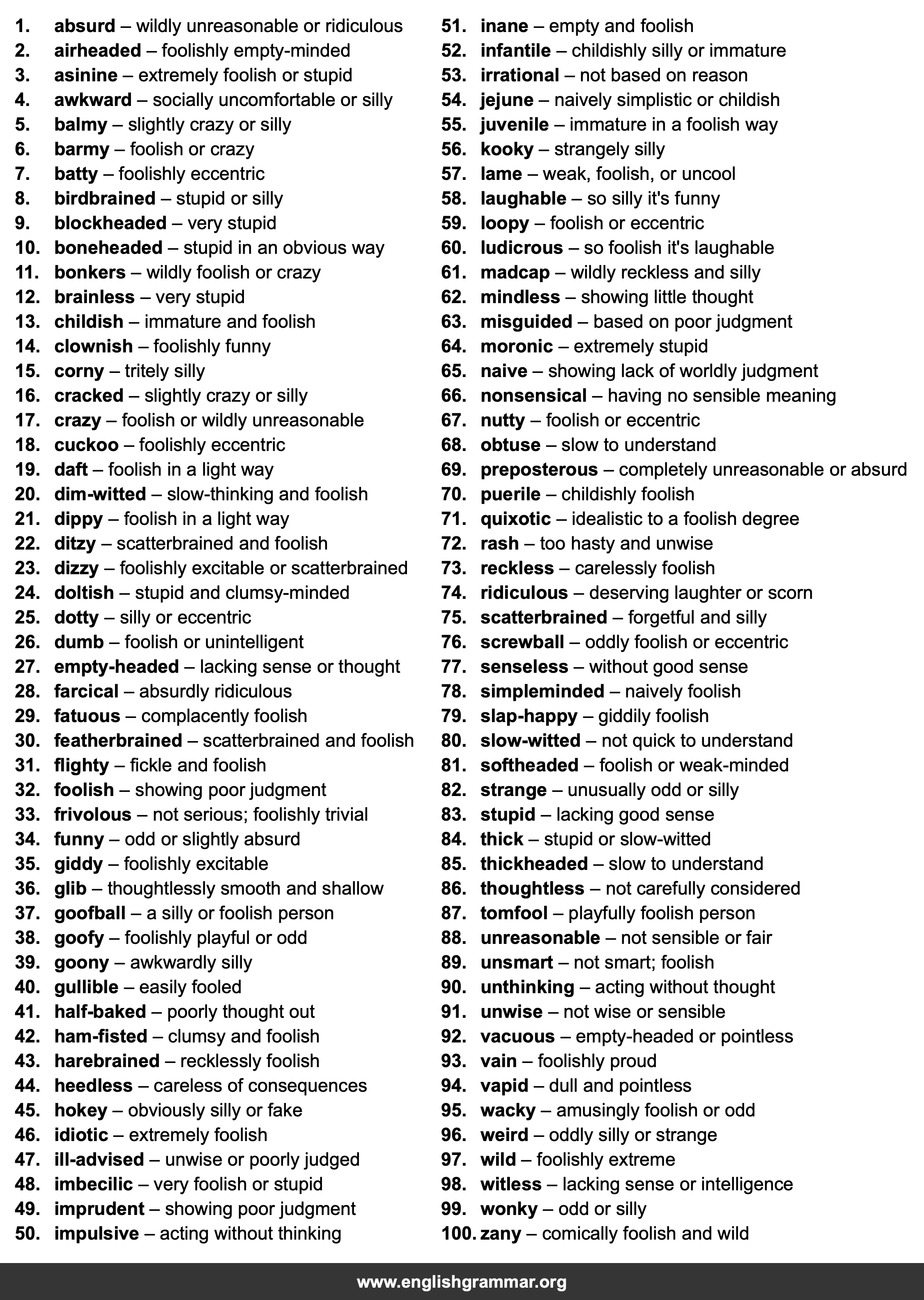 100 Best Synonyms for