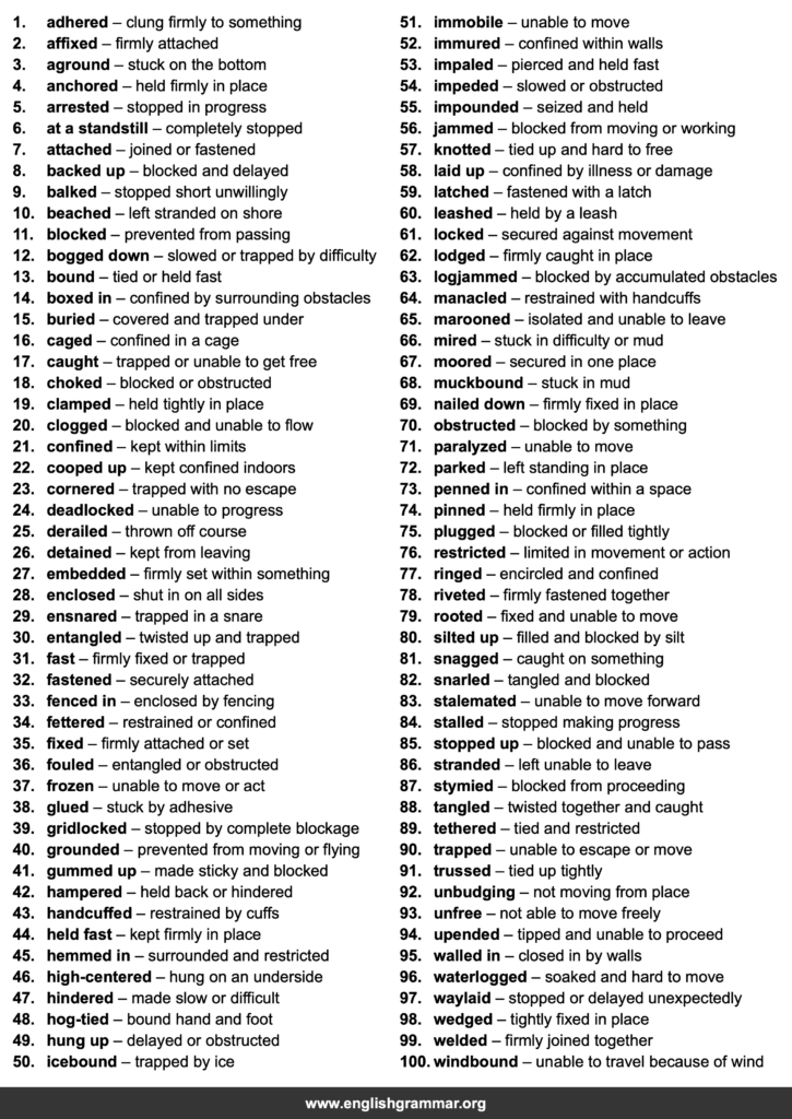 100 Best Synonyms for “Stuck”