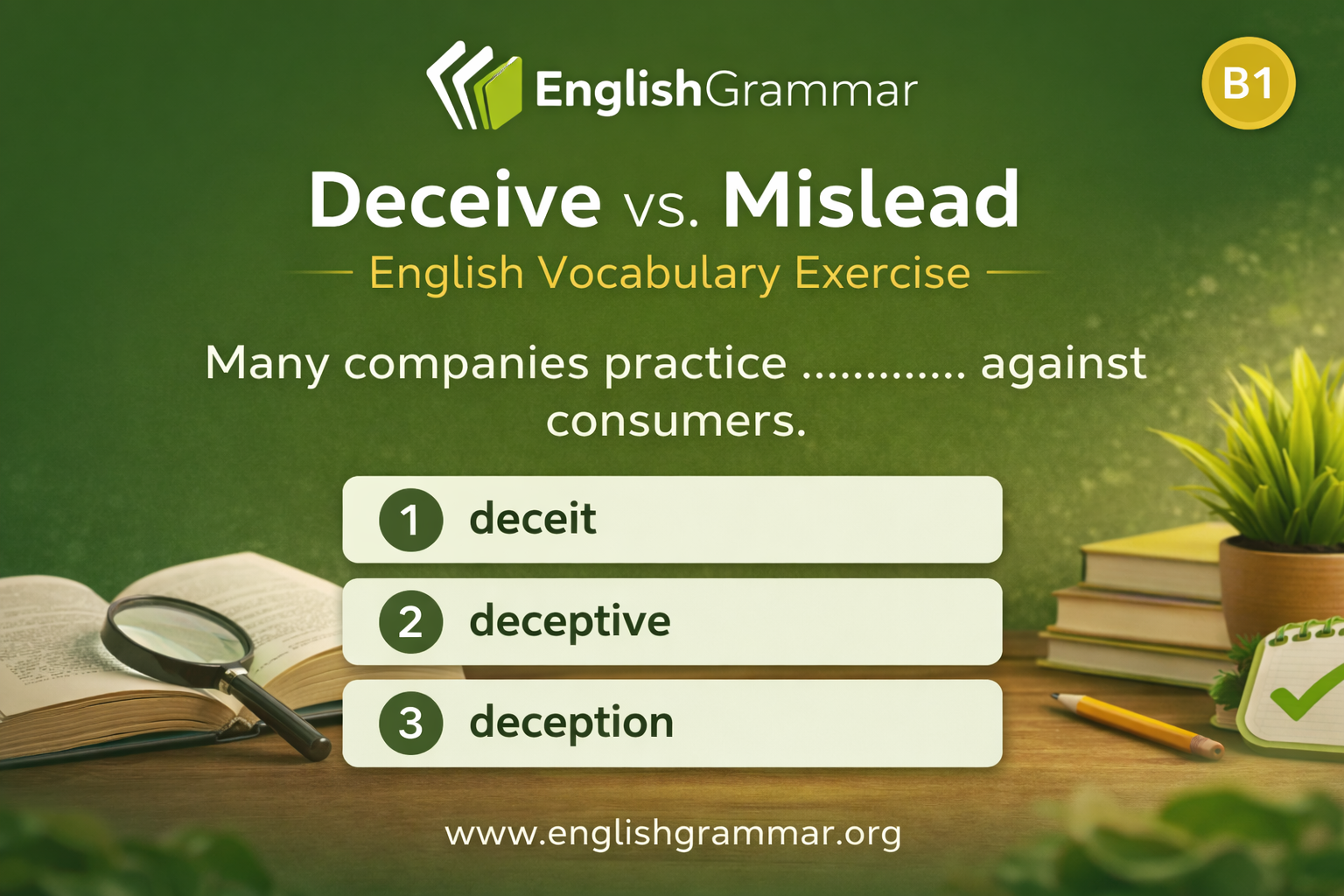 Deceive vs. Mislead | English Vocabulary Exercise