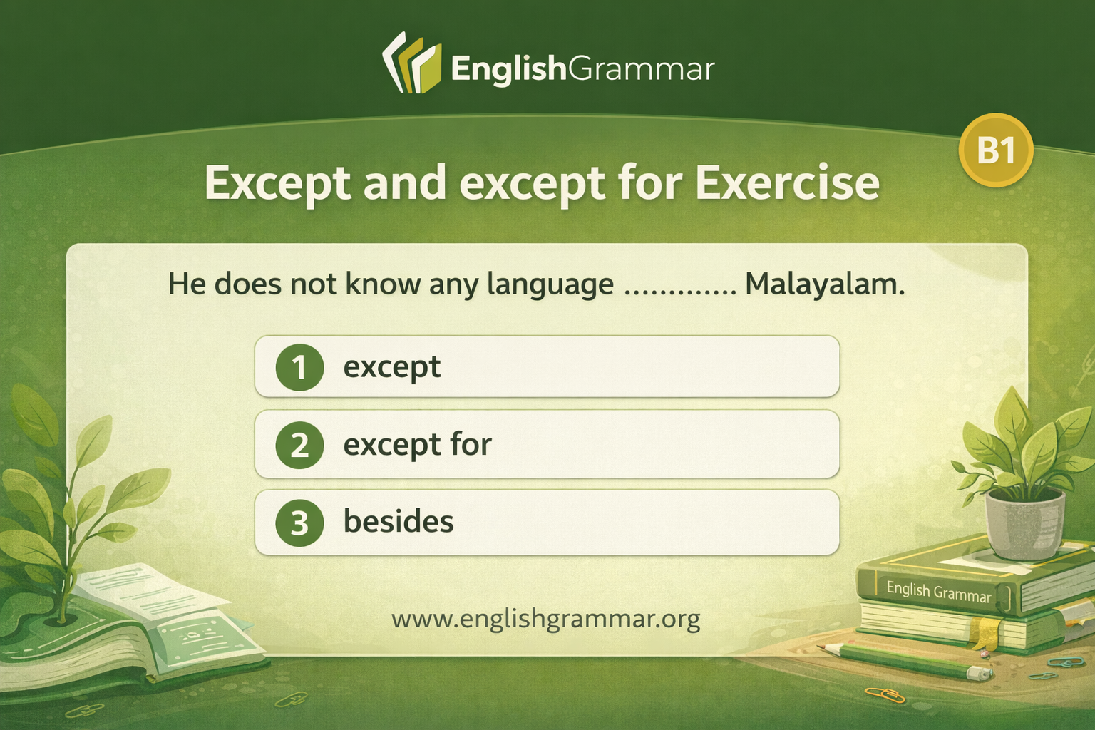Except and except for Exercise
