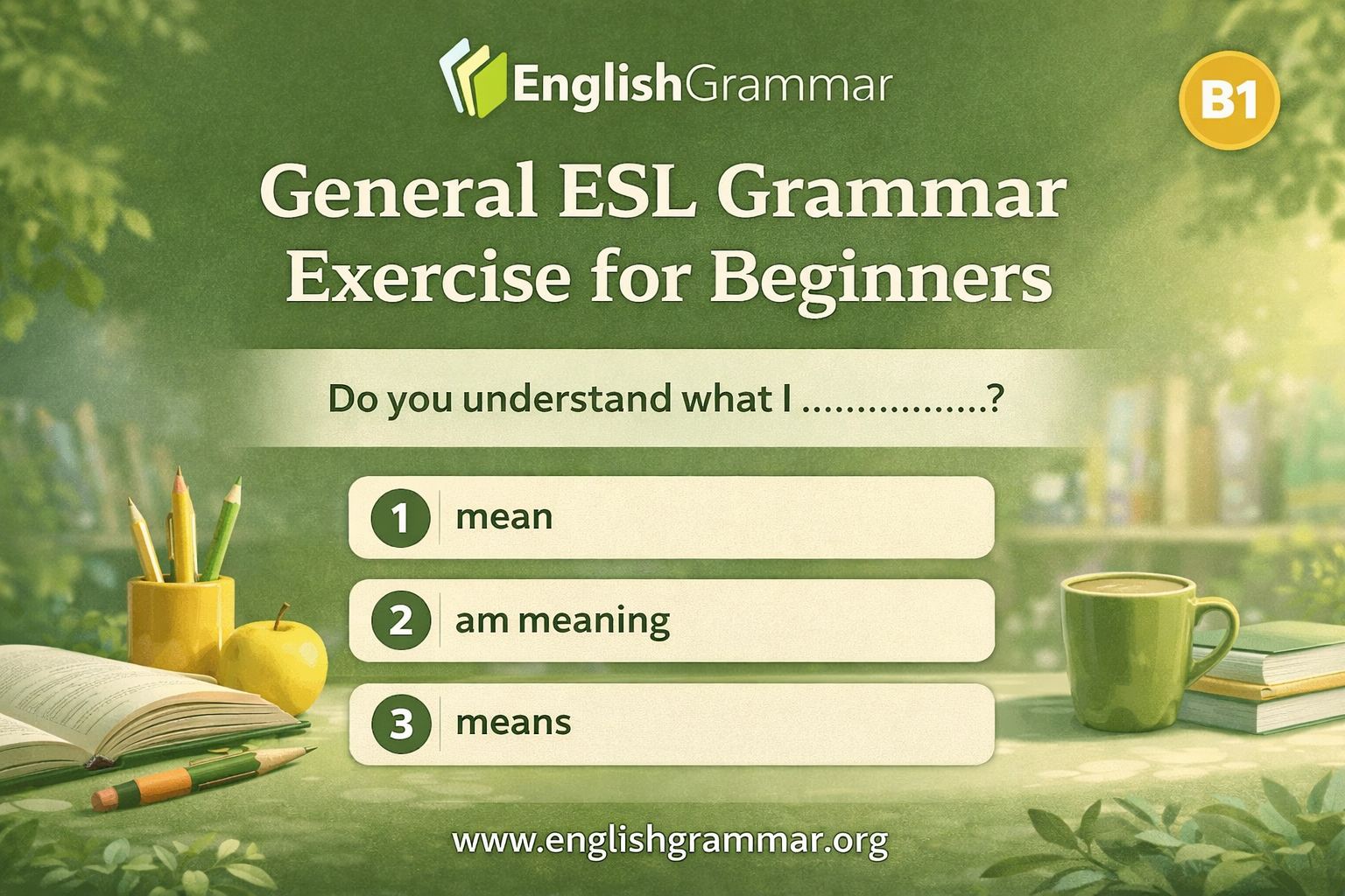 General ESL Grammar Exercise for Beginners