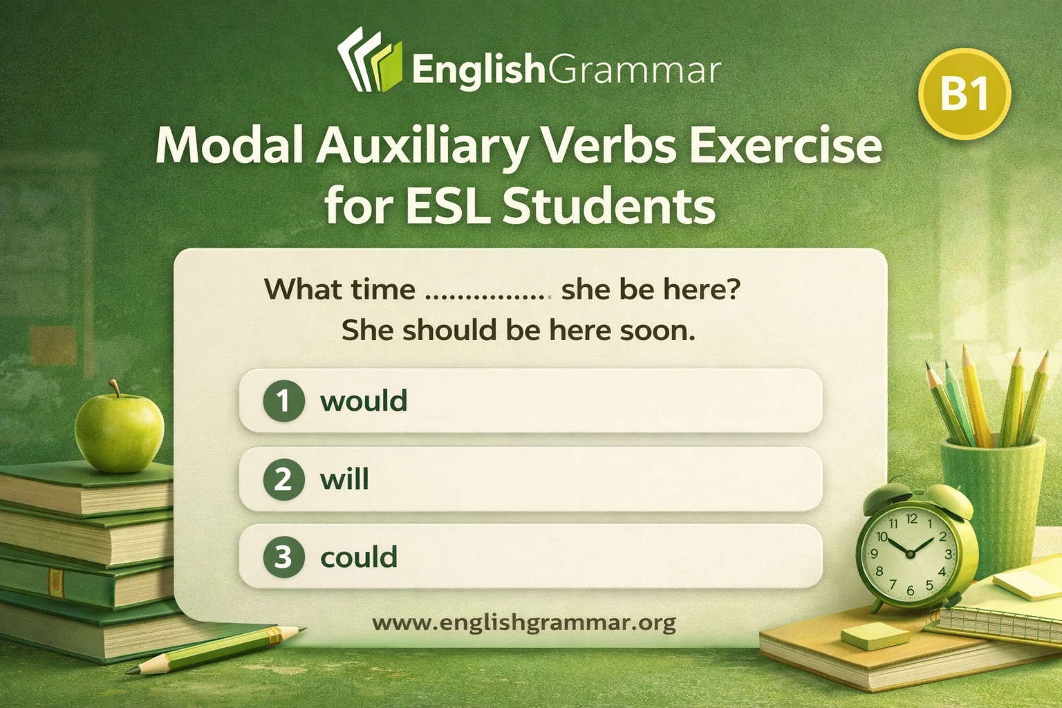 Modal Auxiliary Verbs Exercise for ESL Students