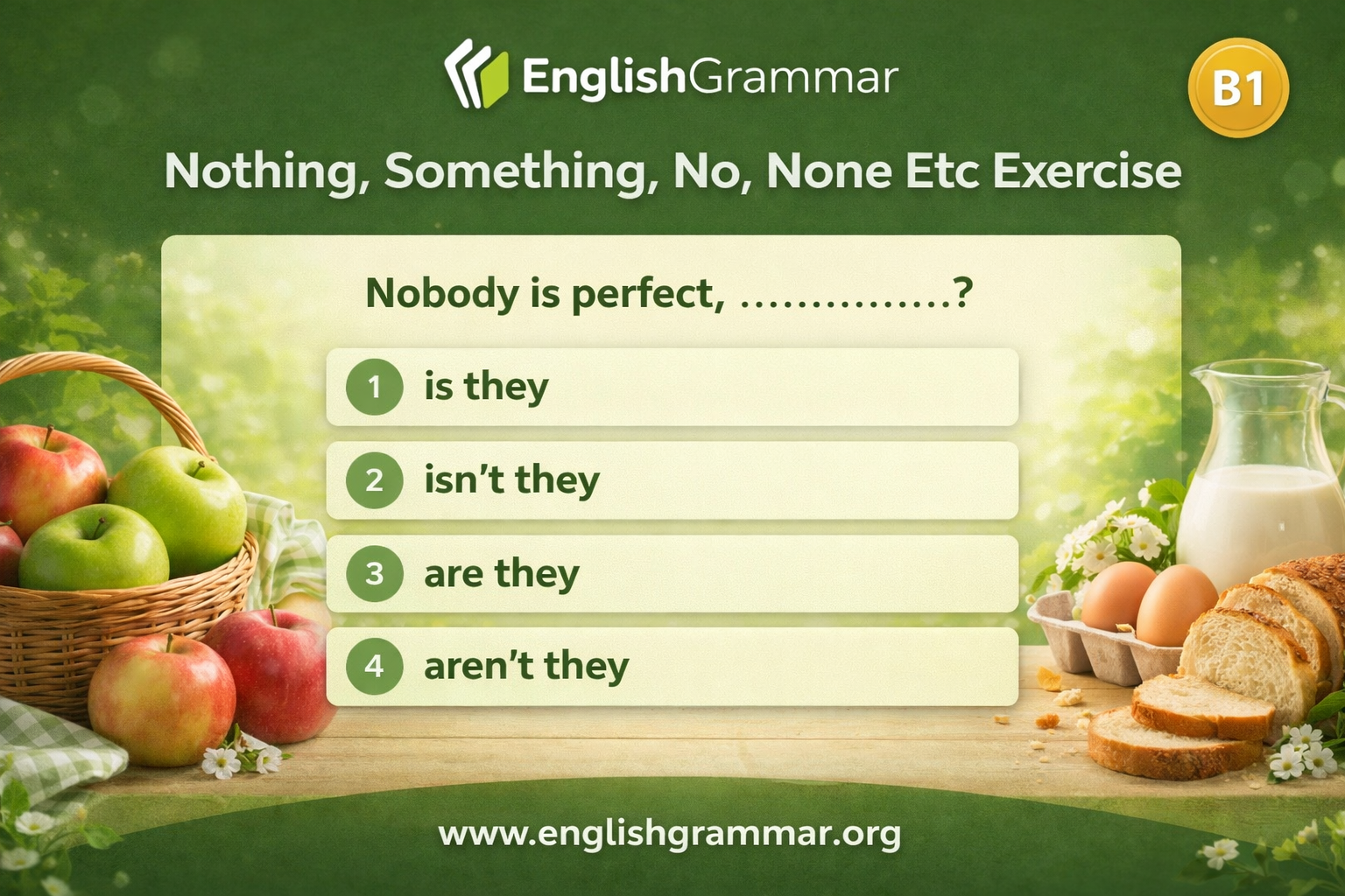 For Example Nothig Nothing, Something, No, None Etc Exercise