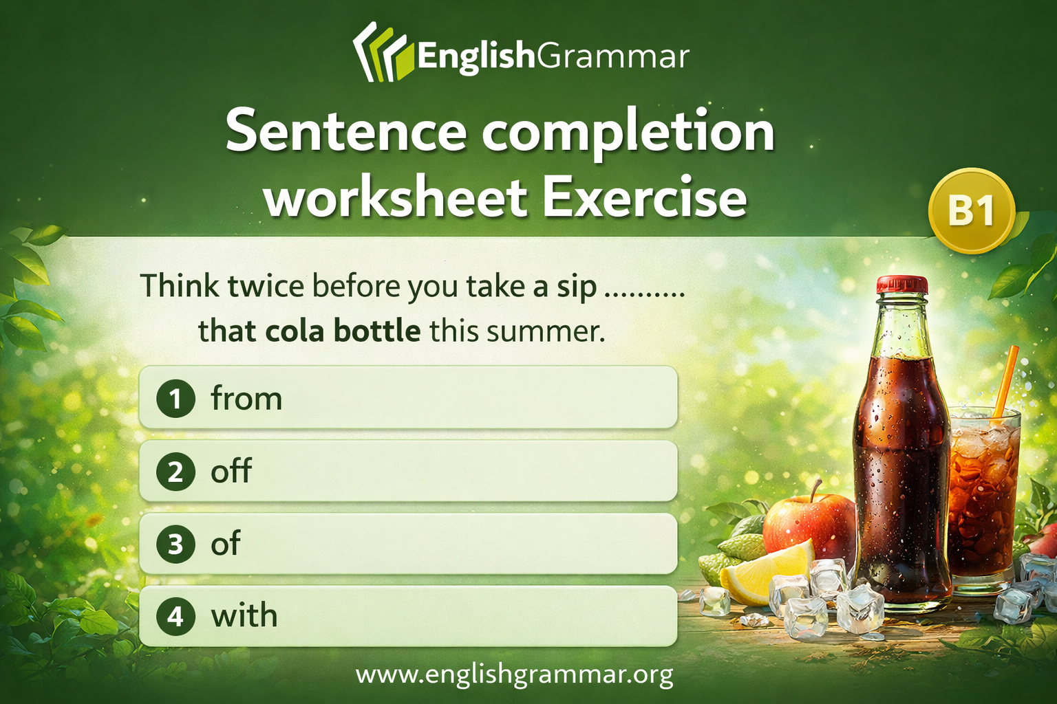 Sentence completion worksheet Exercise