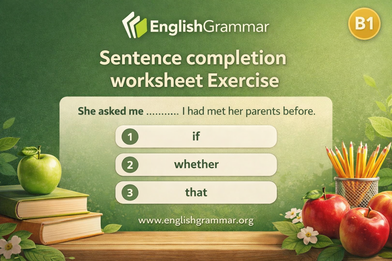 Sentence completion worksheet Exercise