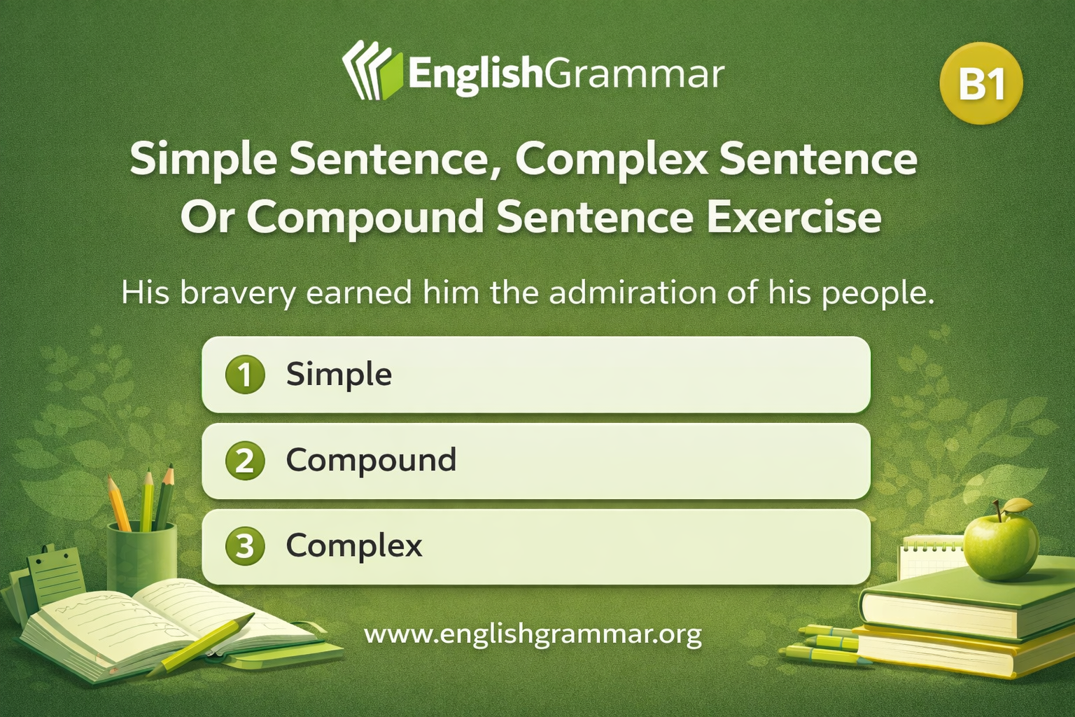 Simple Sentence, Complex Sentence Or Compound Sentence Exercise