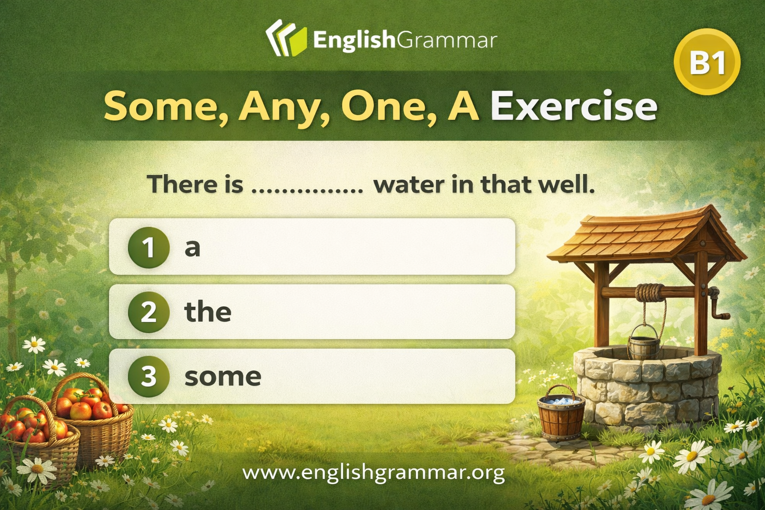 Some One Example Some, Any, One, A Exercise