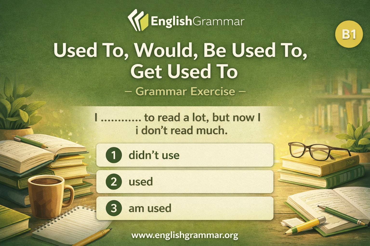 Getting Use Used To, Would, Be Used To, Get Used To – Grammar Exercise