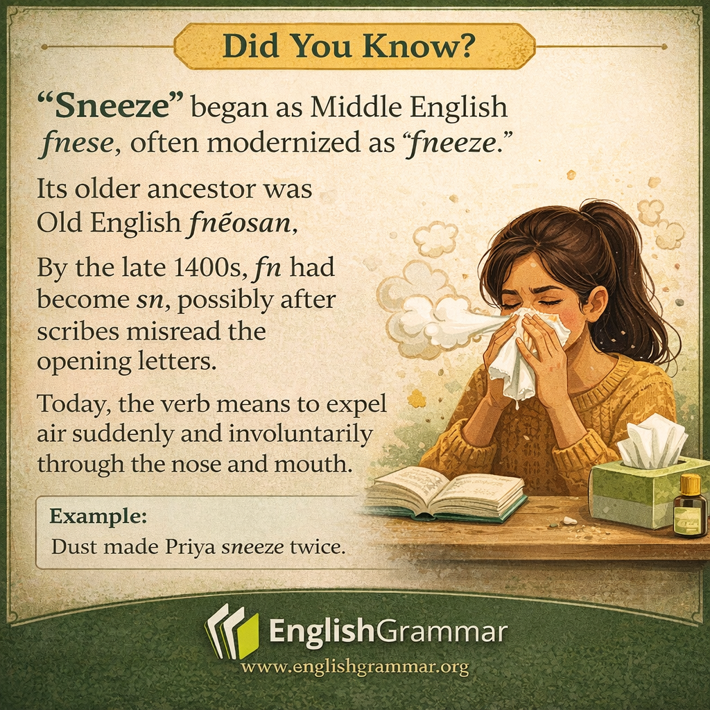 "Sneeze" used to be "fneeze."