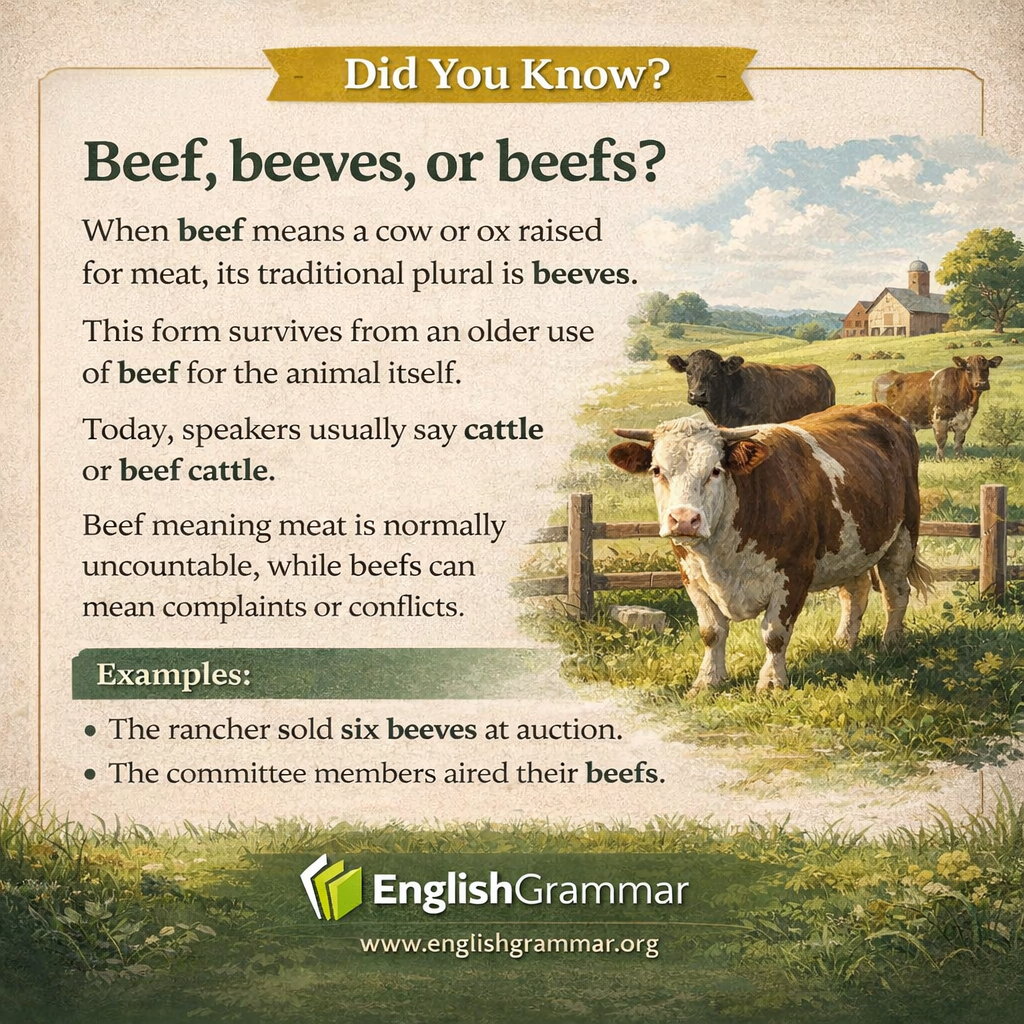 The plural of beef: beeves