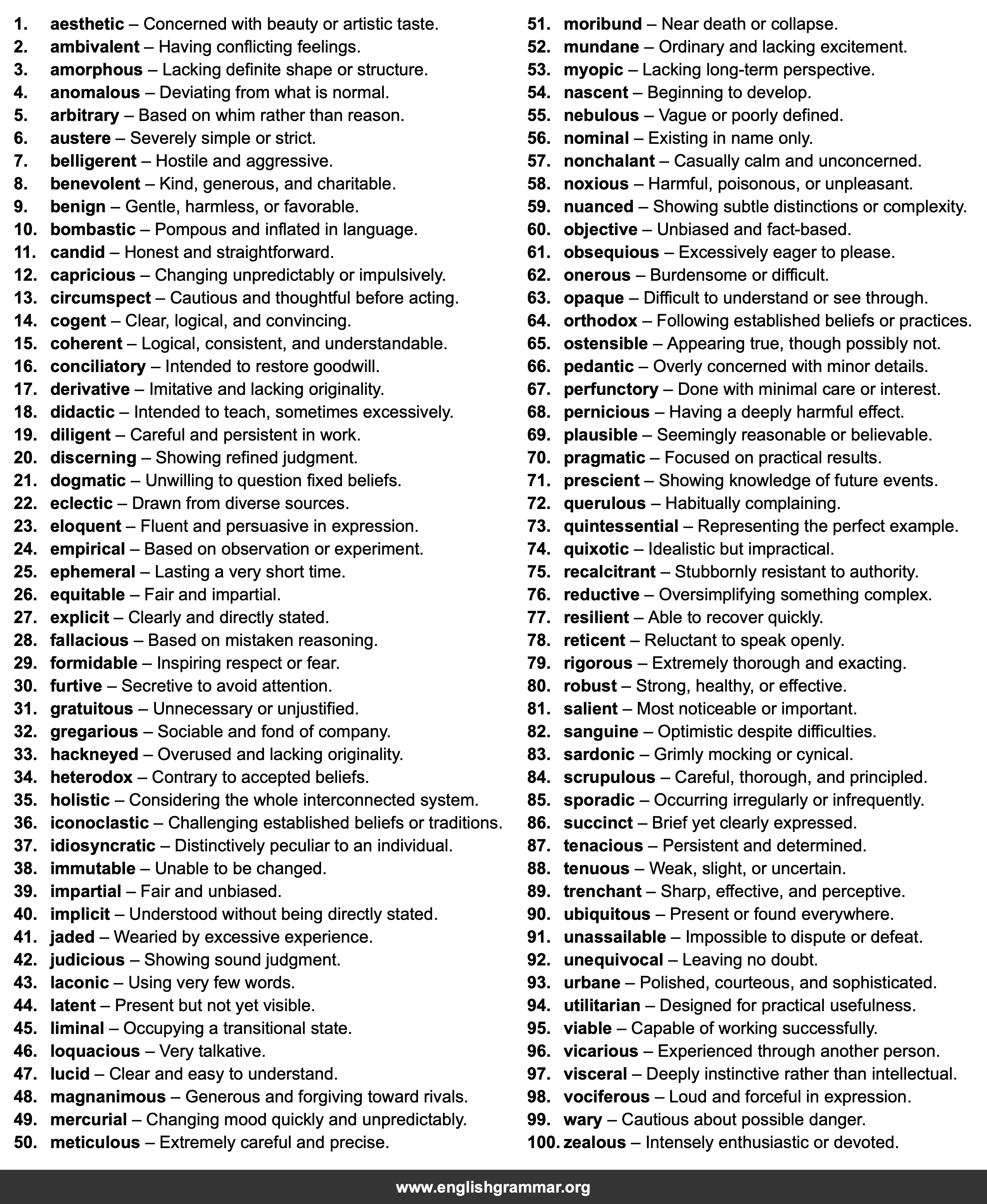 100 Adjectives Every Educated Adult Should Know