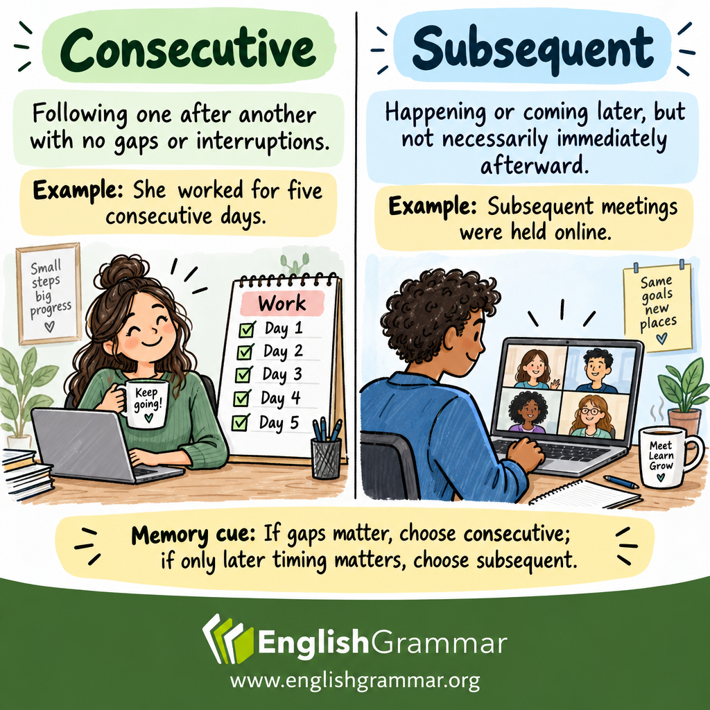 Consecutive vs. Subsequent