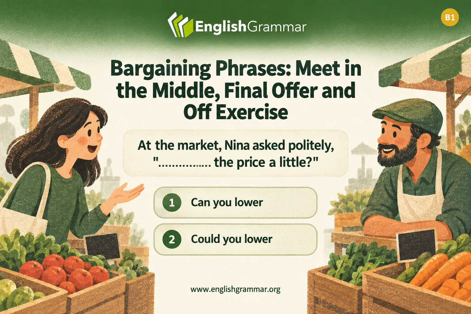 Bargaining Phrases: Meet in the Middle, Final Offer and Off Exercise