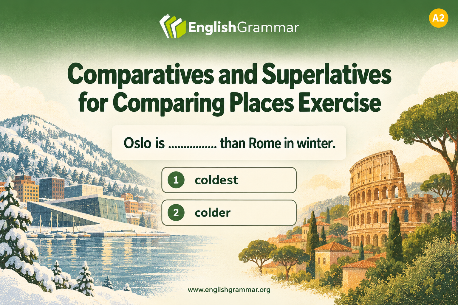 Comparatives and Superlatives for Comparing Places Exercise