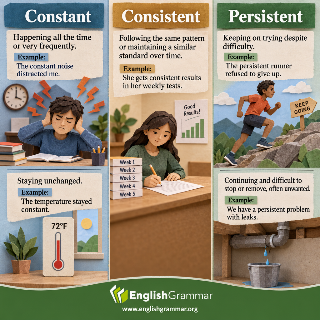 Constant vs. Consistent vs. Persistent