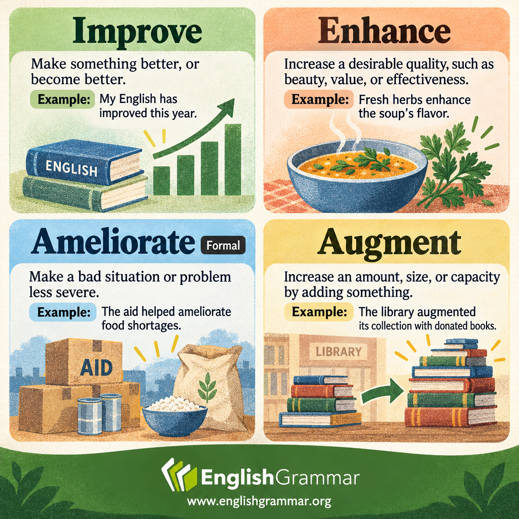 Improve vs. Enhance vs. Ameliorate vs. Augment