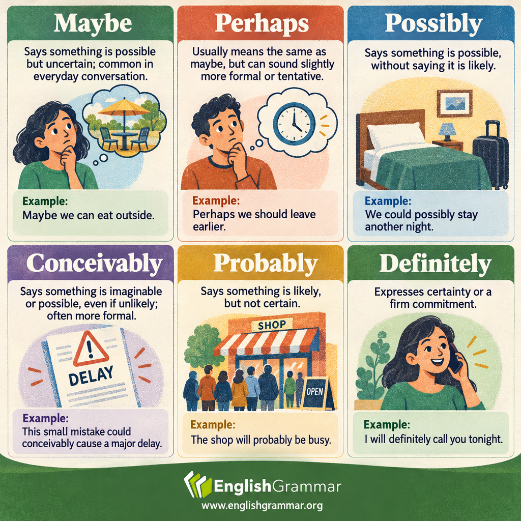 Maybe vs. Perhaps vs. Possibly vs. Conceivably vs. Probably vs. Definitely