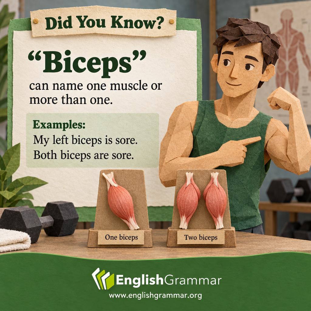 The singular and plural of biceps