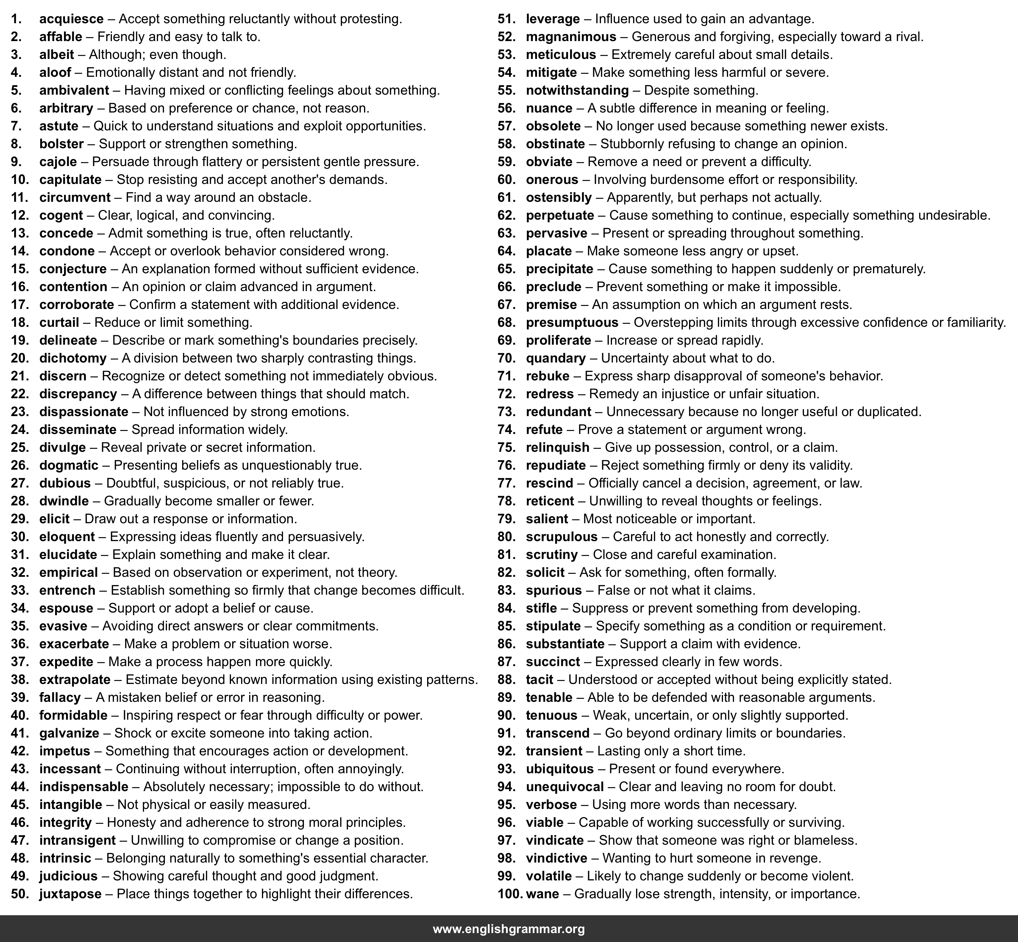 100 Words Every C2 English Learner Should Know