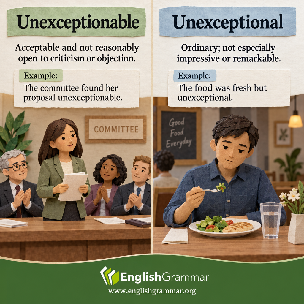 Unexceptionable vs. Unexceptional
