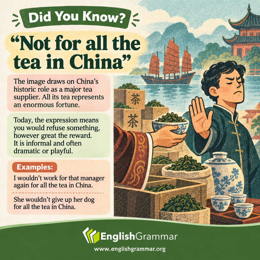 The origin of "not for all the tea in China"