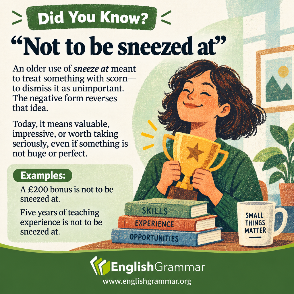 The origin of "not to be sneezed at"