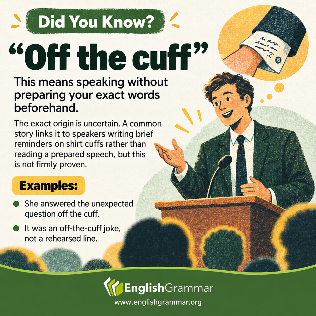 The origin of "off the cuff"