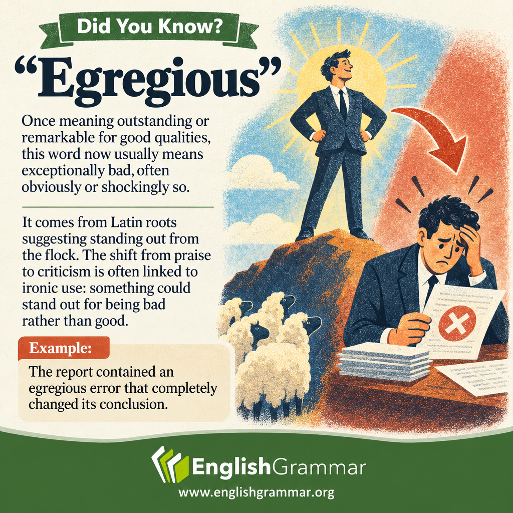 "Egregious" once meant "outstanding" or "remarkable for good quality."