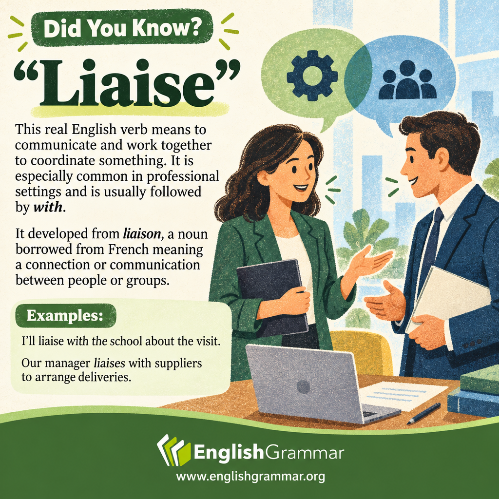 "Liaise" is a real word.