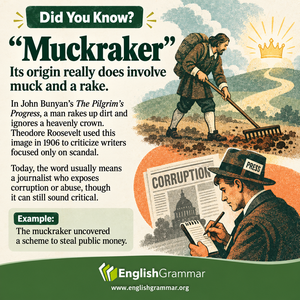 "Muckraker" once had nothing to do with muck or rakes.
