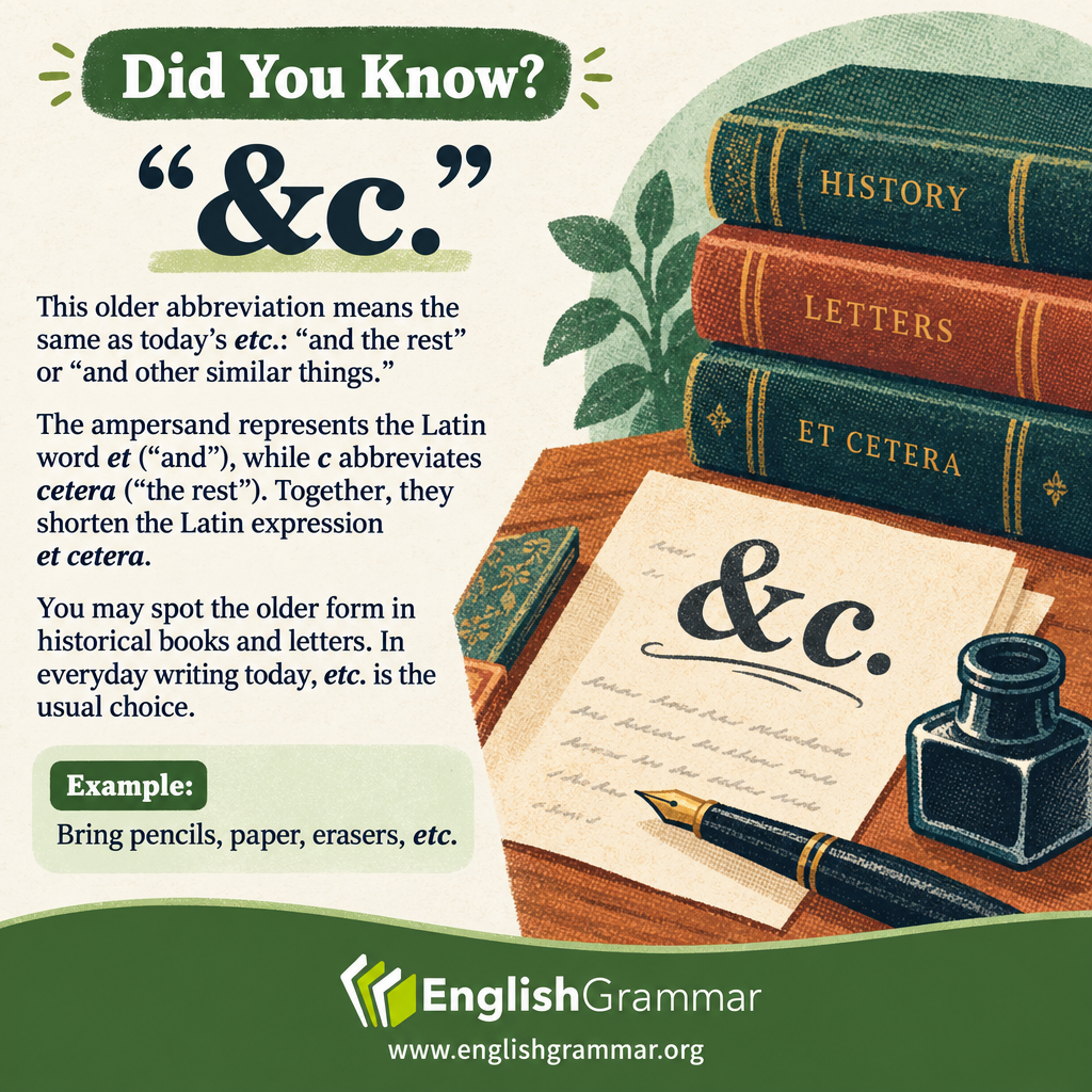 The old abbreviation for "etcetera" was "&c."