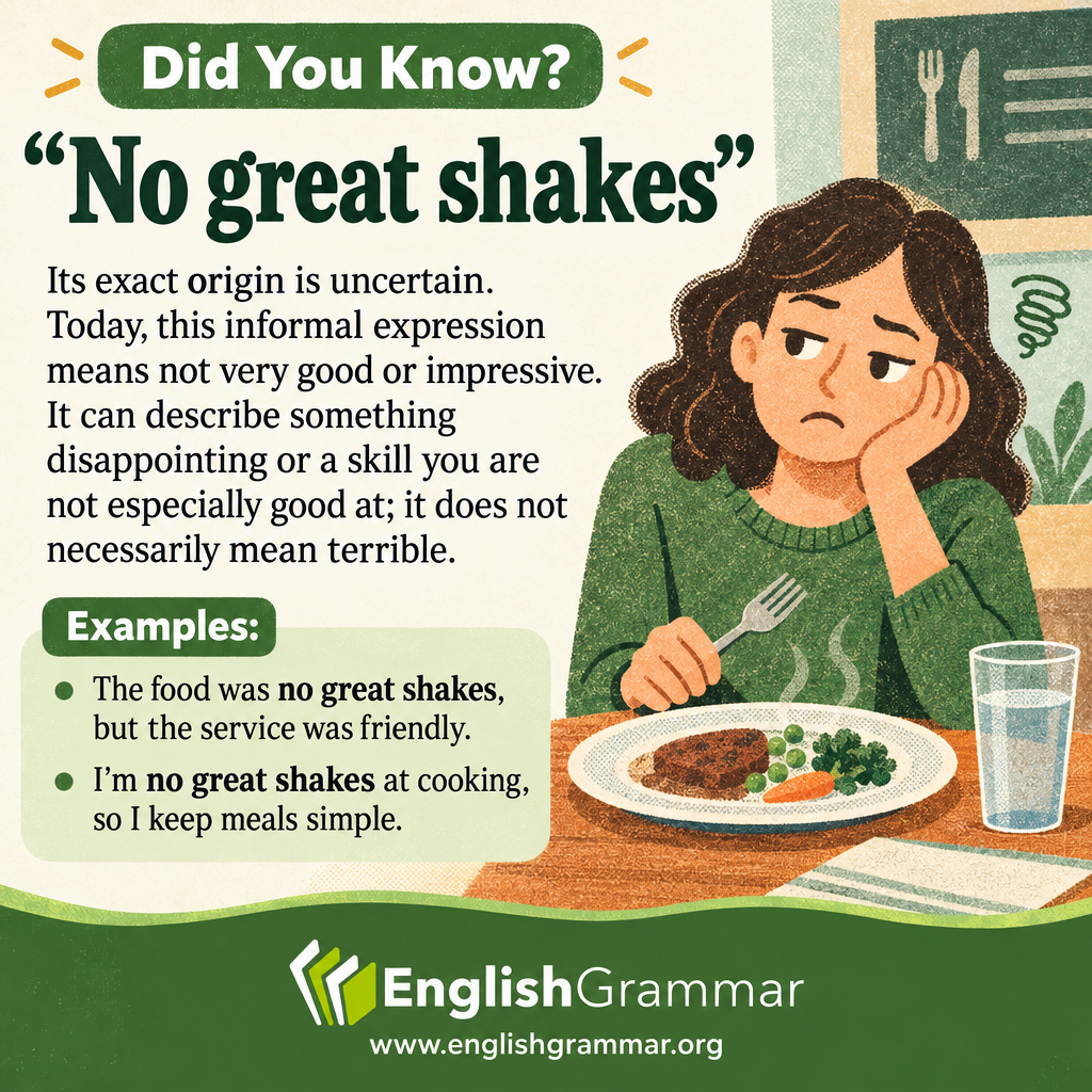 The origin of "no great shakes"
